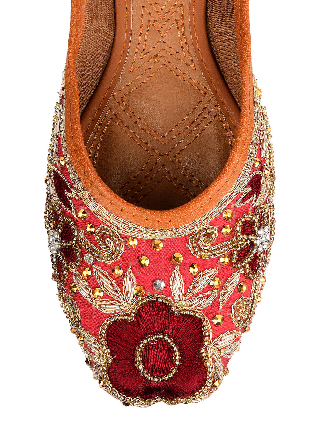 Desi Colour Women Indian Ethnic Footwear-Maroon Velvet Emb | Grocsy