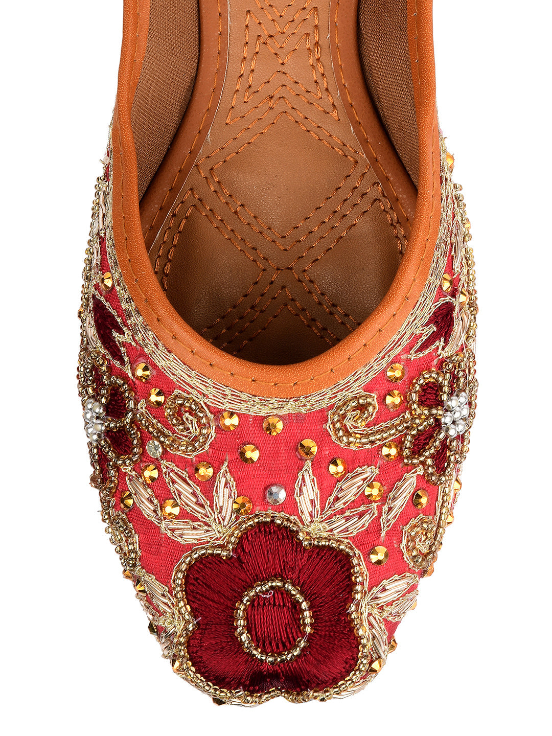 Desi Colour Women Indian Ethnic Footwear-Maroon Velvet Emb | Grocsy