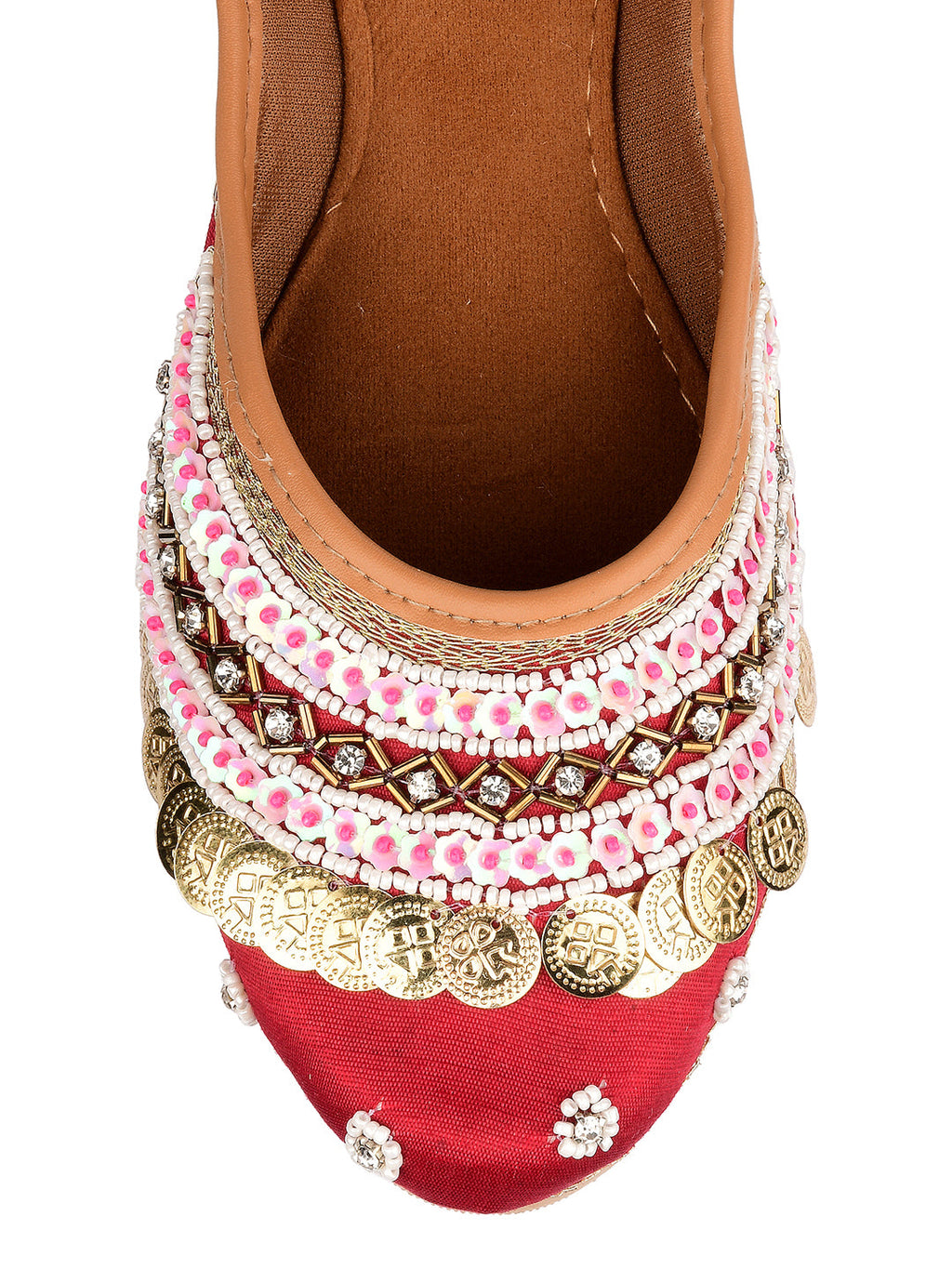 Desi Colour Women Indian Ethnic Footwear-Maroon Coin | Grocsy