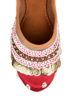 Desi Colour Women Indian Ethnic Footwear-Maroon Coin | Grocsy
