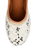 Desi Colour Women Indian Ethnic Footwear-Women's White Ethnic Mirror Mojari | Grocsy