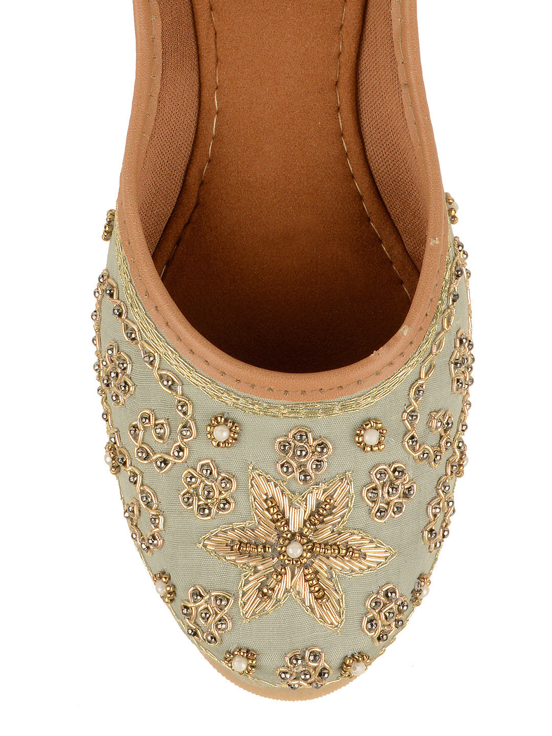 Desi Colour Women Indian Ethnic Footwear-Grey Dabka | Grocsy