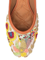 Desi Colour Women Indian Ethnic Footwear-Party Wear White Multicolour Pear Work | Grocsy