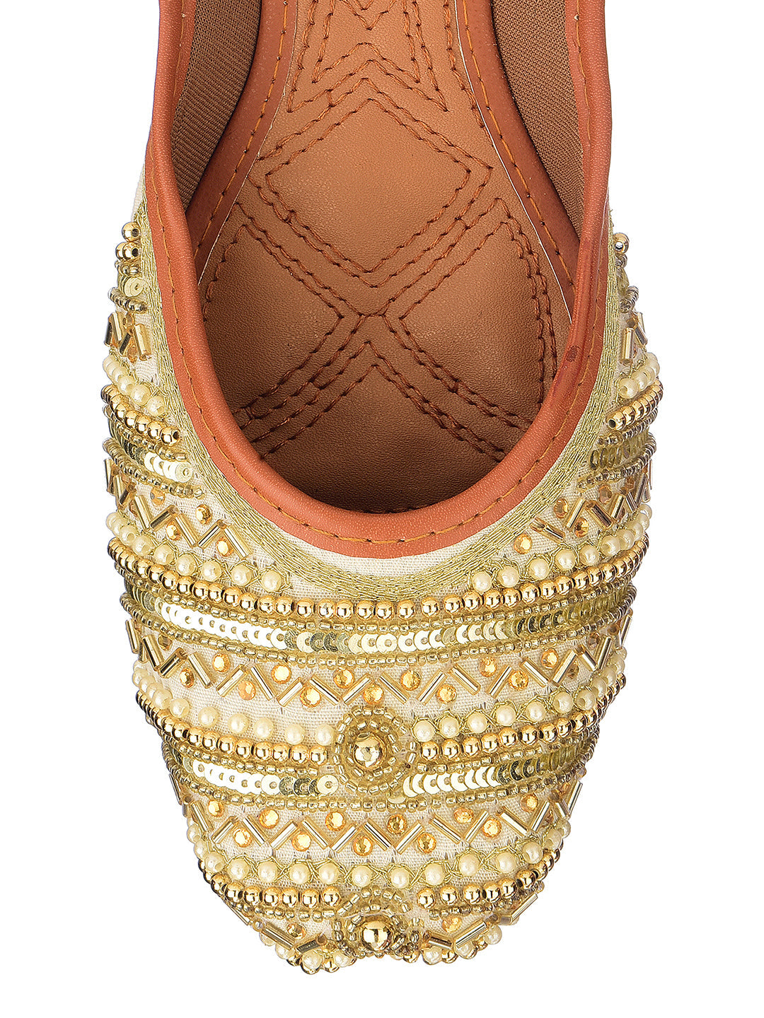Desi Colour Women Indian Ethnic Footwear-Gold line | Grocsy