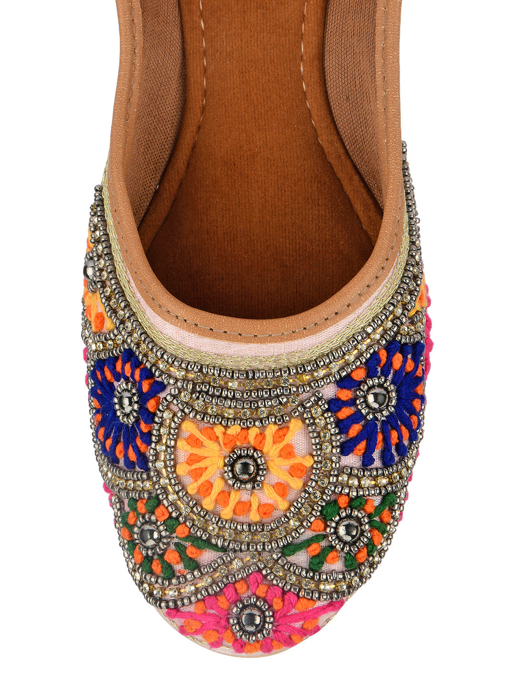 Desi Colour Women Indian Ethnic Footwear-Pink Multi Colour | Grocsy