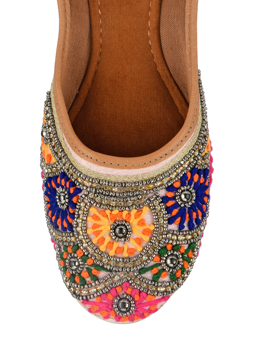 Desi Colour Women Indian Ethnic Footwear-Pink Multi Colour | Grocsy