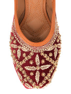 Desi Colour Women Indian Ethnic Footwear-Velvet Maroon | Grocsy