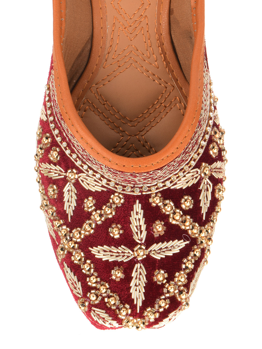 Desi Colour Women Indian Ethnic Footwear-Velvet Maroon | Grocsy