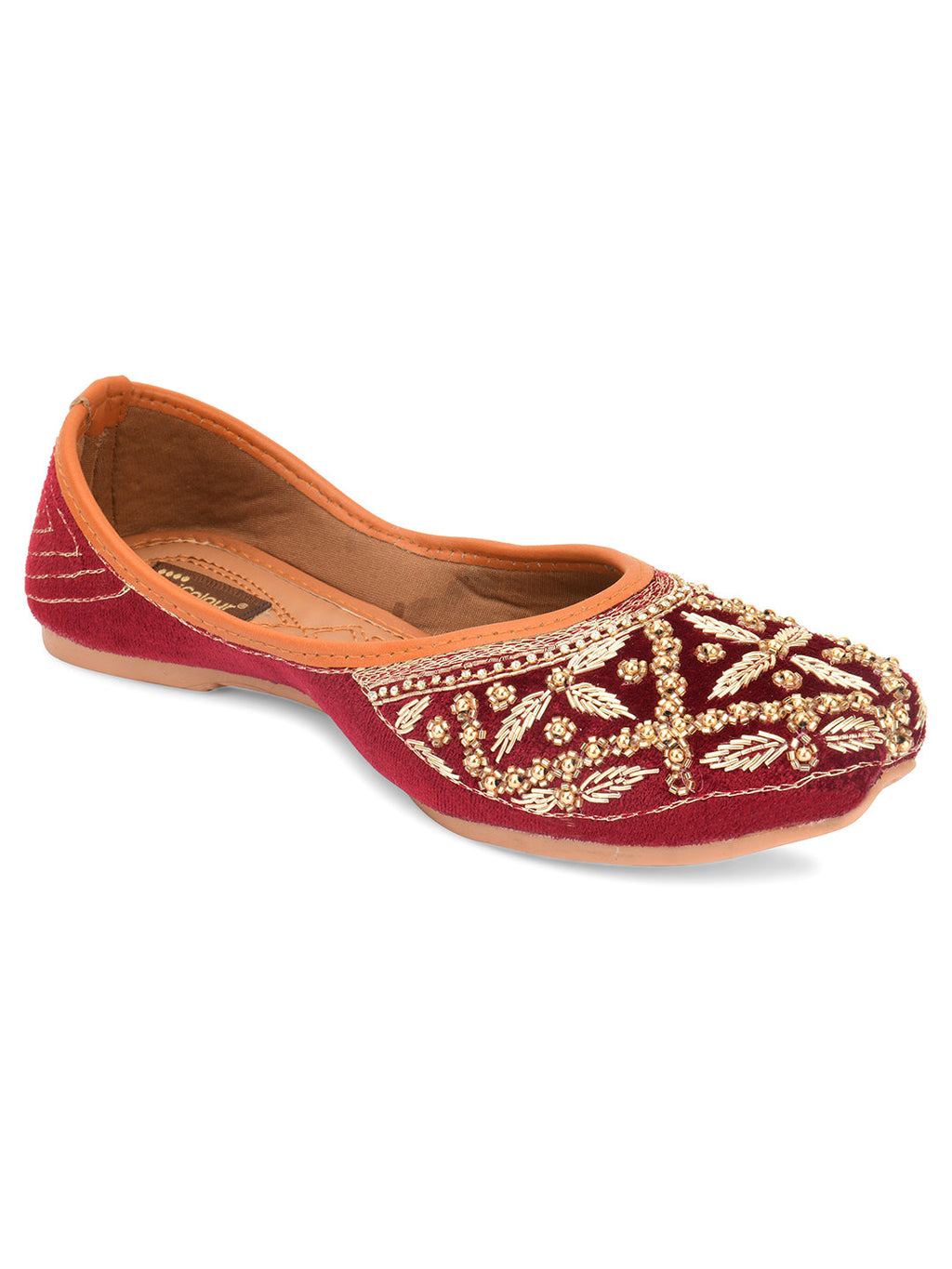 Desi Colour Women Indian Ethnic Footwear-Velvet Maroon | Grocsy