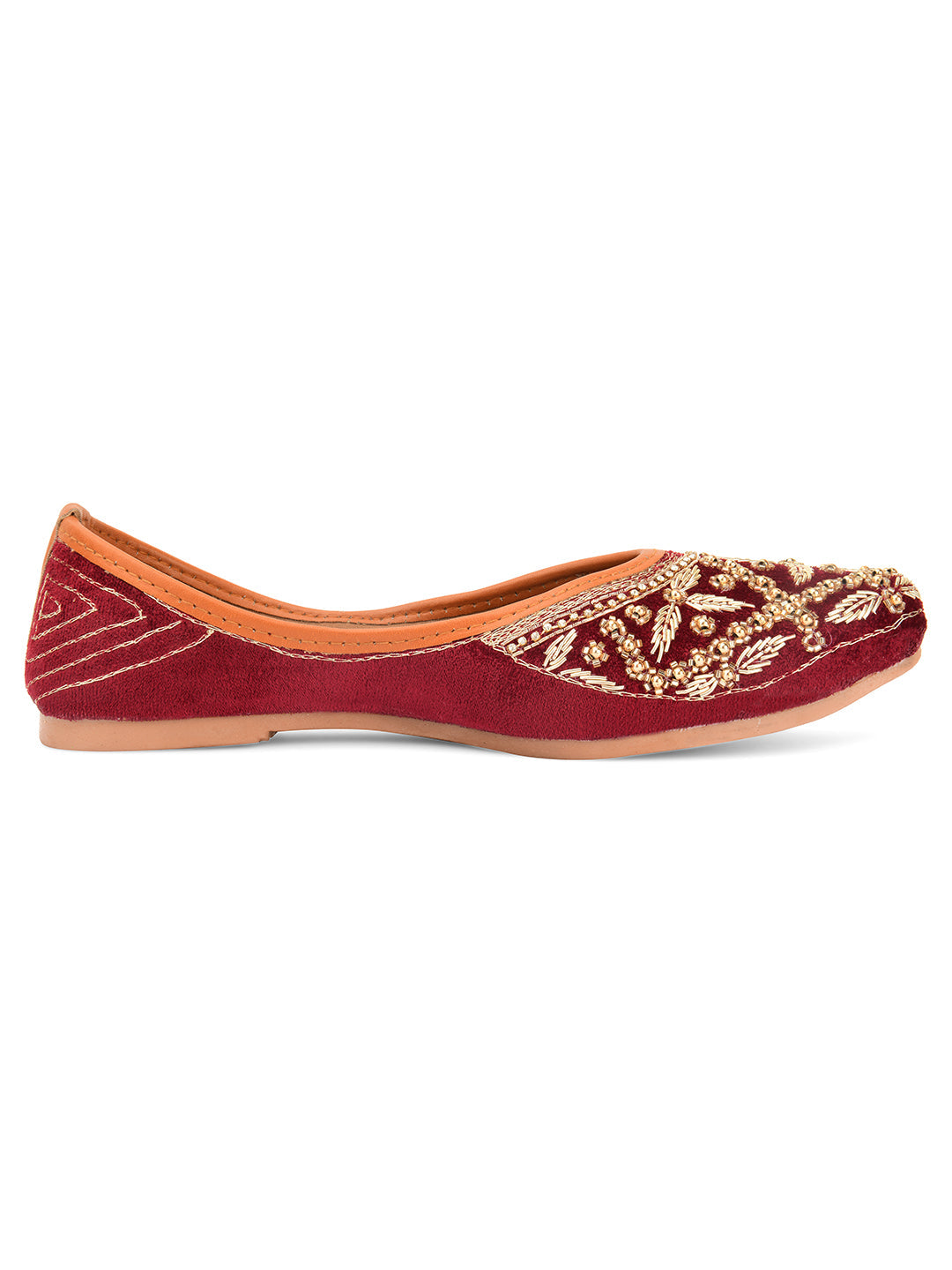 Desi Colour Women Indian Ethnic Footwear-Velvet Maroon | Grocsy