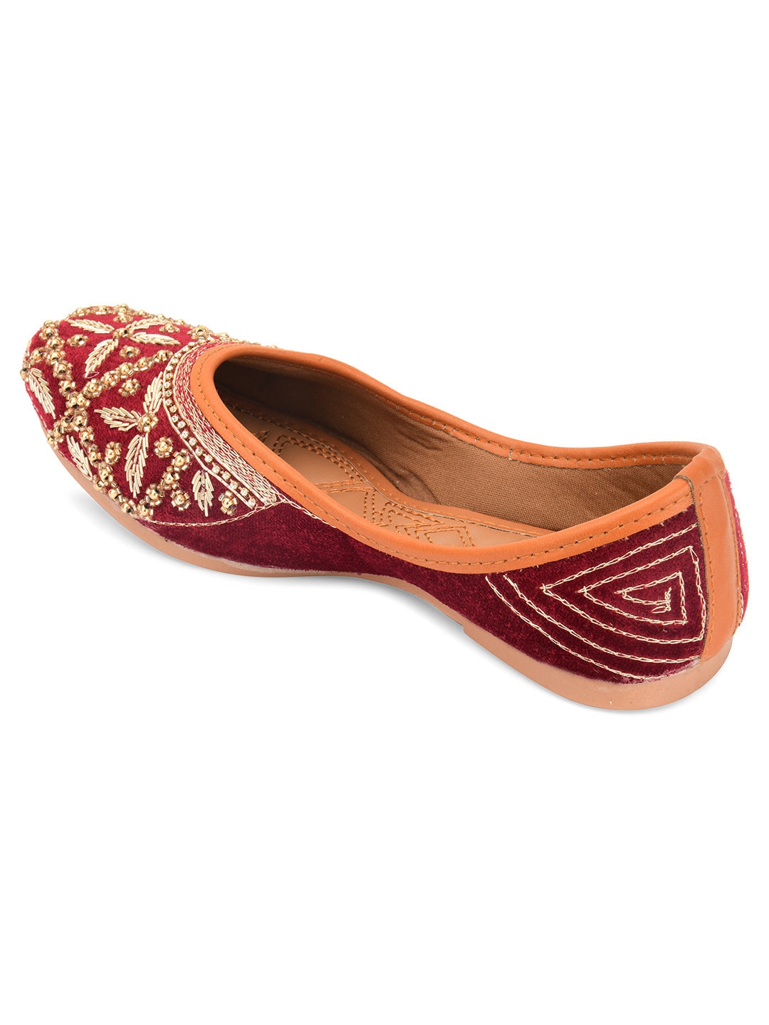 Desi Colour Women Indian Ethnic Footwear-Velvet Maroon | Grocsy