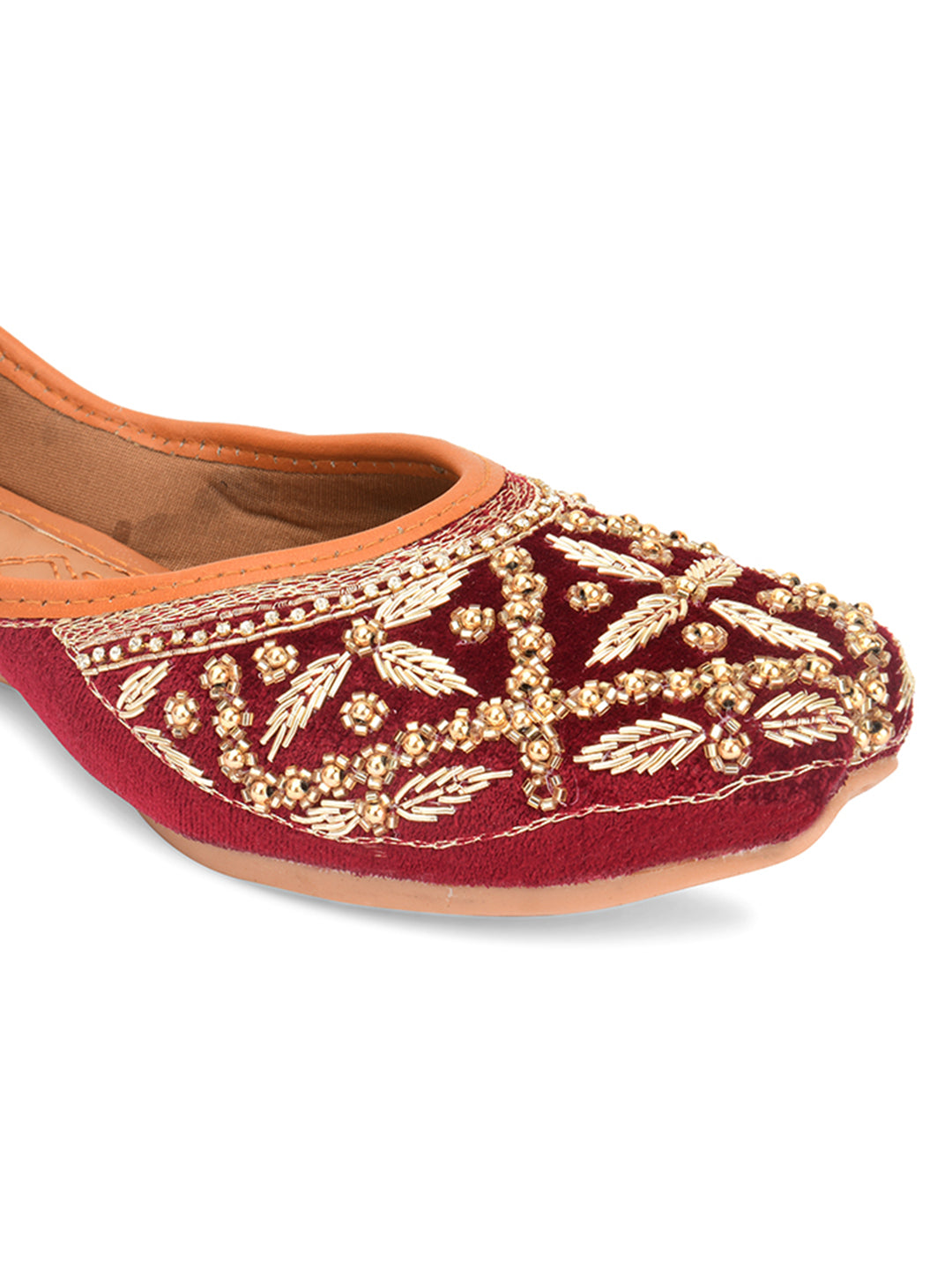 Desi Colour Women Indian Ethnic Footwear-Velvet Maroon | Grocsy