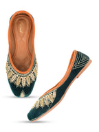 Desi Colour Women Indian Ethnic Footwear-Velvet Green | Grocsy
