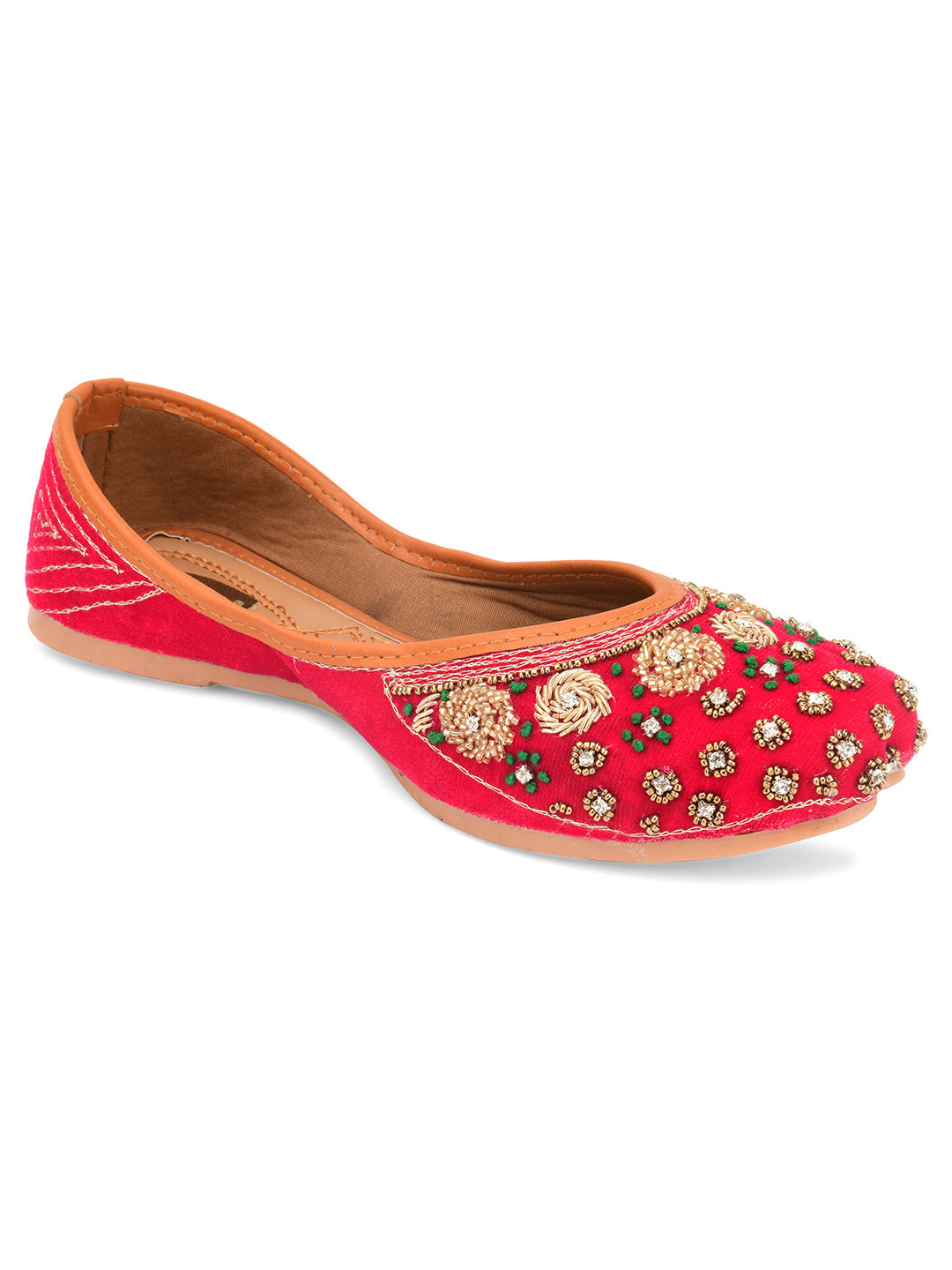 Desi Colour Women Indian Ethnic Footwear-Velvet Pink | Grocsy