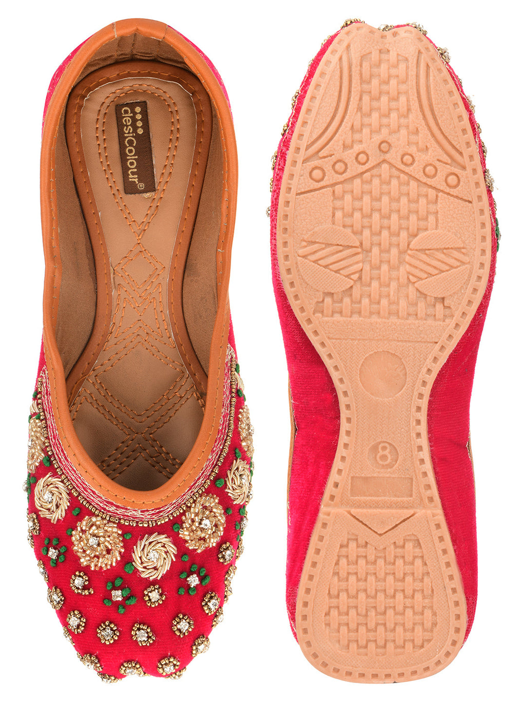 Desi Colour Women Indian Ethnic Footwear-Velvet Pink | Grocsy