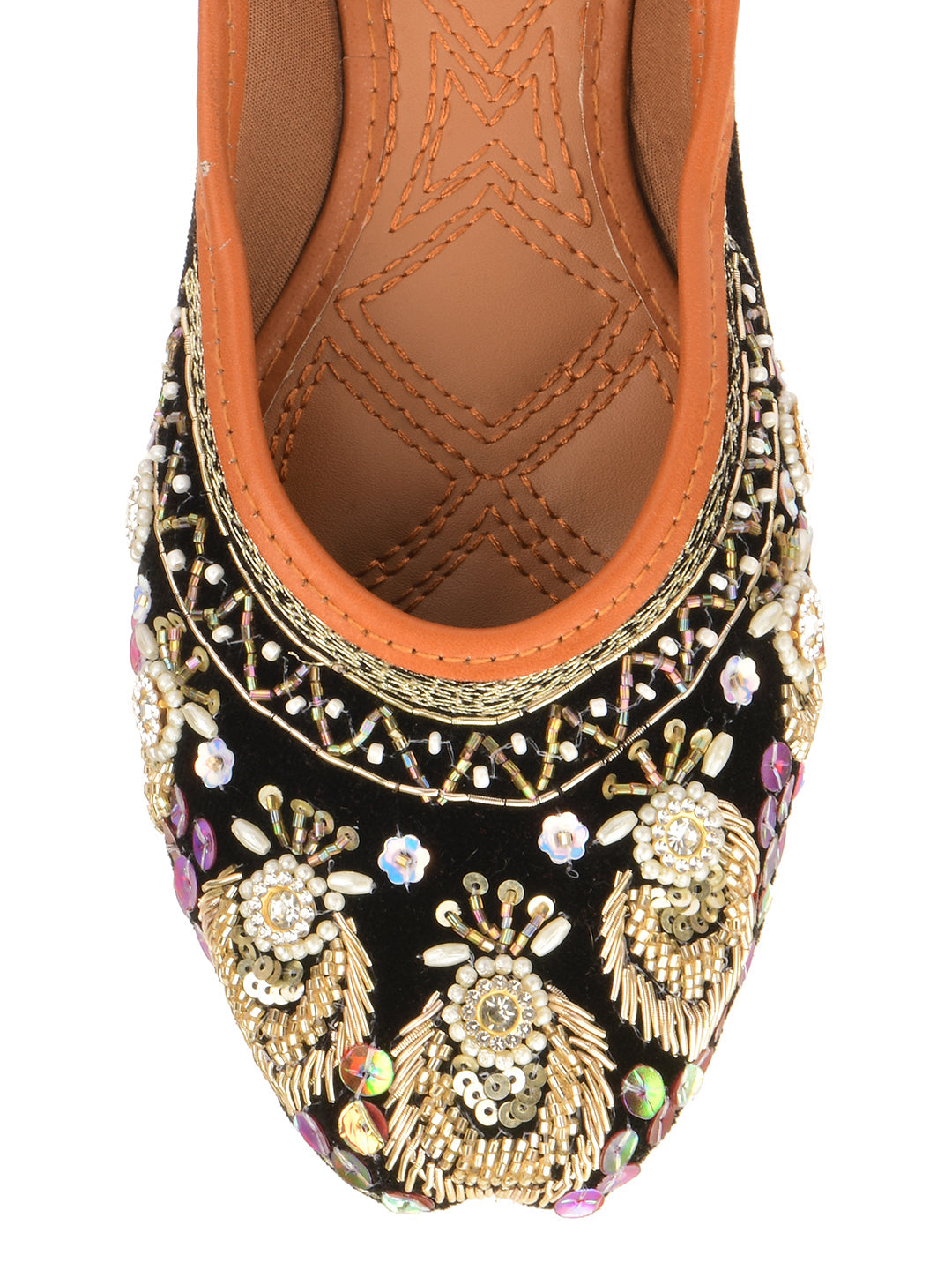 Desi Colour Women Indian Ethnic Footwear-Velvet Black | Grocsy