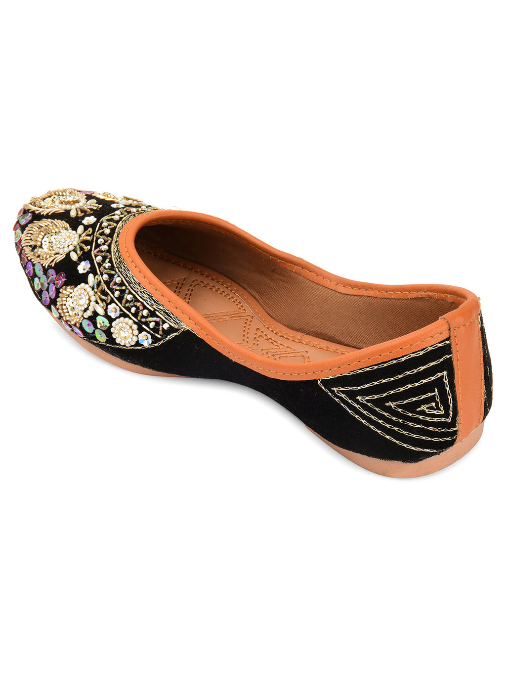 Desi Colour Women Indian Ethnic Footwear-Velvet Black | Grocsy