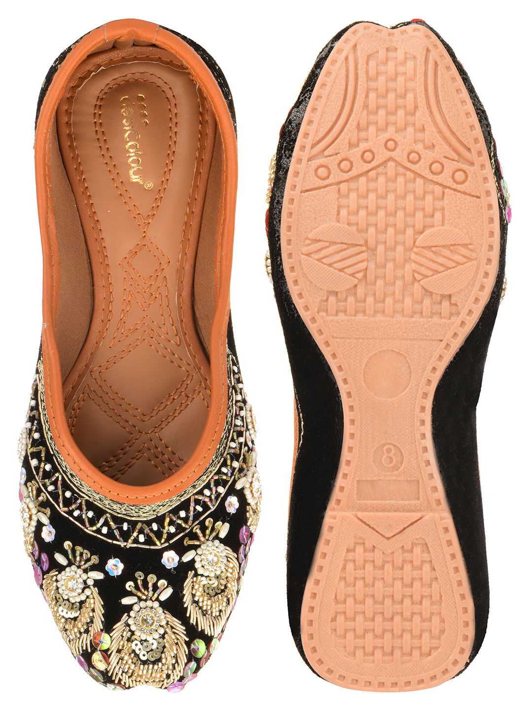 Desi Colour Women Indian Ethnic Footwear-Velvet Black | Grocsy