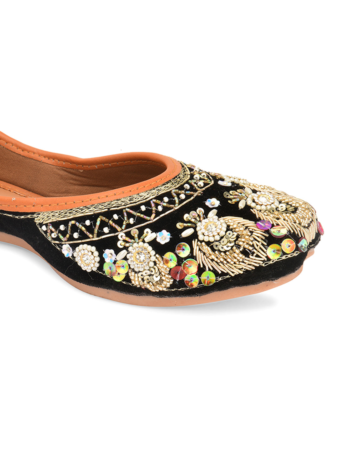 Desi Colour Women Indian Ethnic Footwear-Velvet Black | Grocsy
