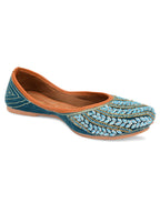 Desi Colour Women Indian Ethnic Footwear-Velvet Teal | Grocsy