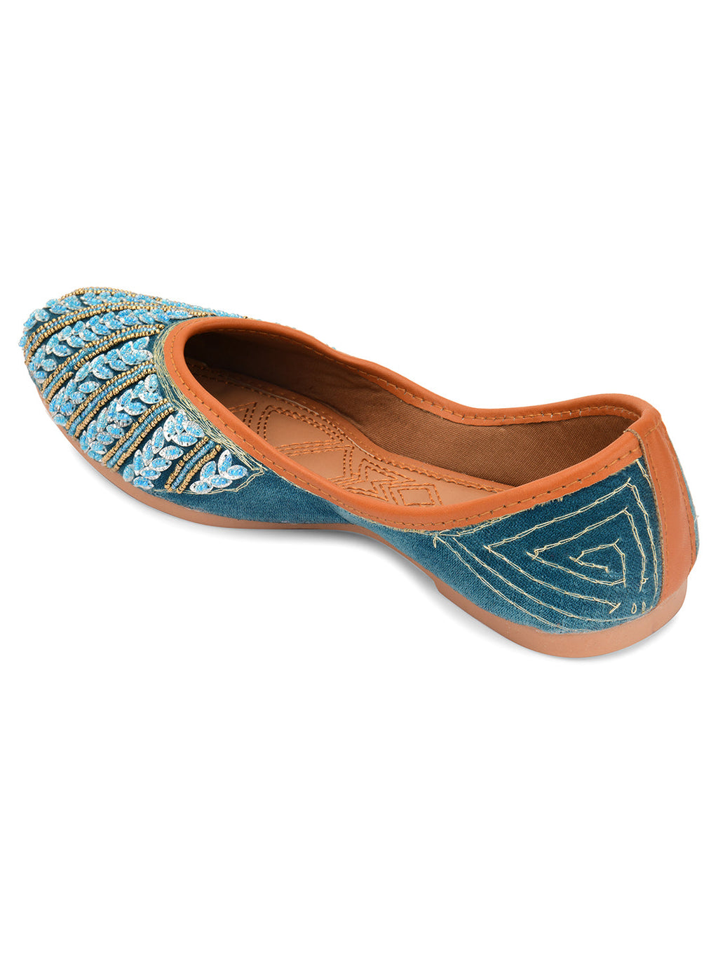 Desi Colour Women Indian Ethnic Footwear-Velvet Teal | Grocsy