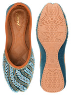 Desi Colour Women Indian Ethnic Footwear-Velvet Teal | Grocsy