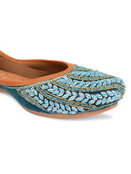 Desi Colour Women Indian Ethnic Footwear-Velvet Teal | Grocsy