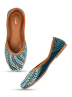 Desi Colour Women Indian Ethnic Footwear-Velvet Teal | Grocsy