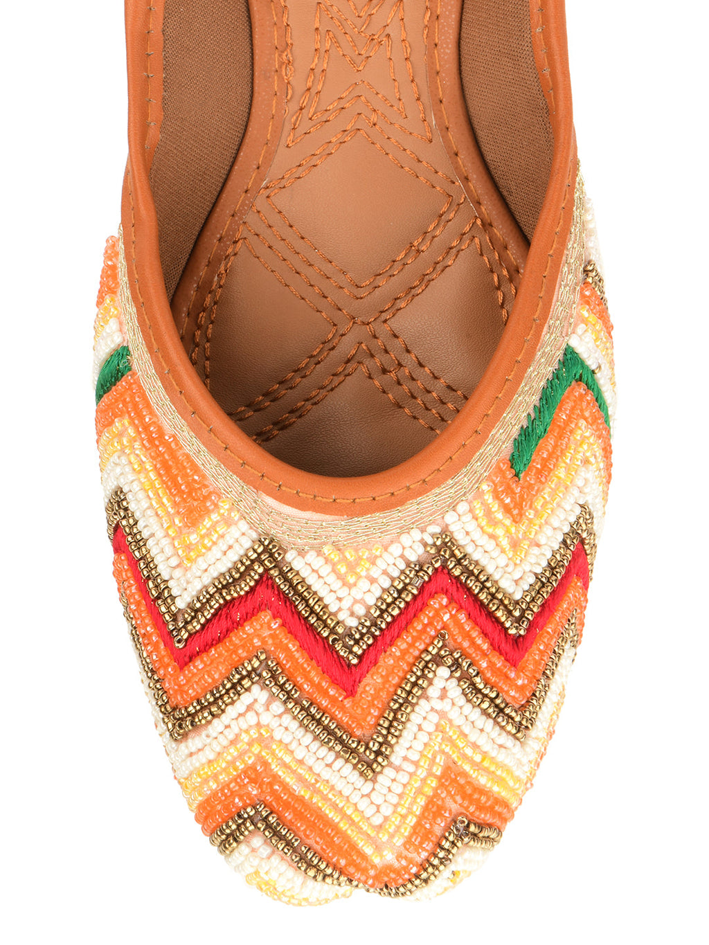 Desi Colour Women Indian Ethnic Footwear-Multi Pearl Chevron | Grocsy