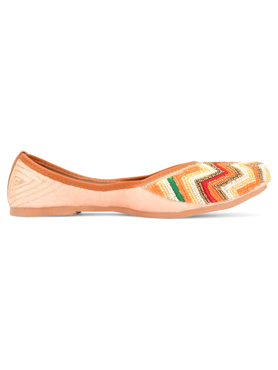 Desi Colour Women Indian Ethnic Footwear-Multi Pearl Chevron | Grocsy