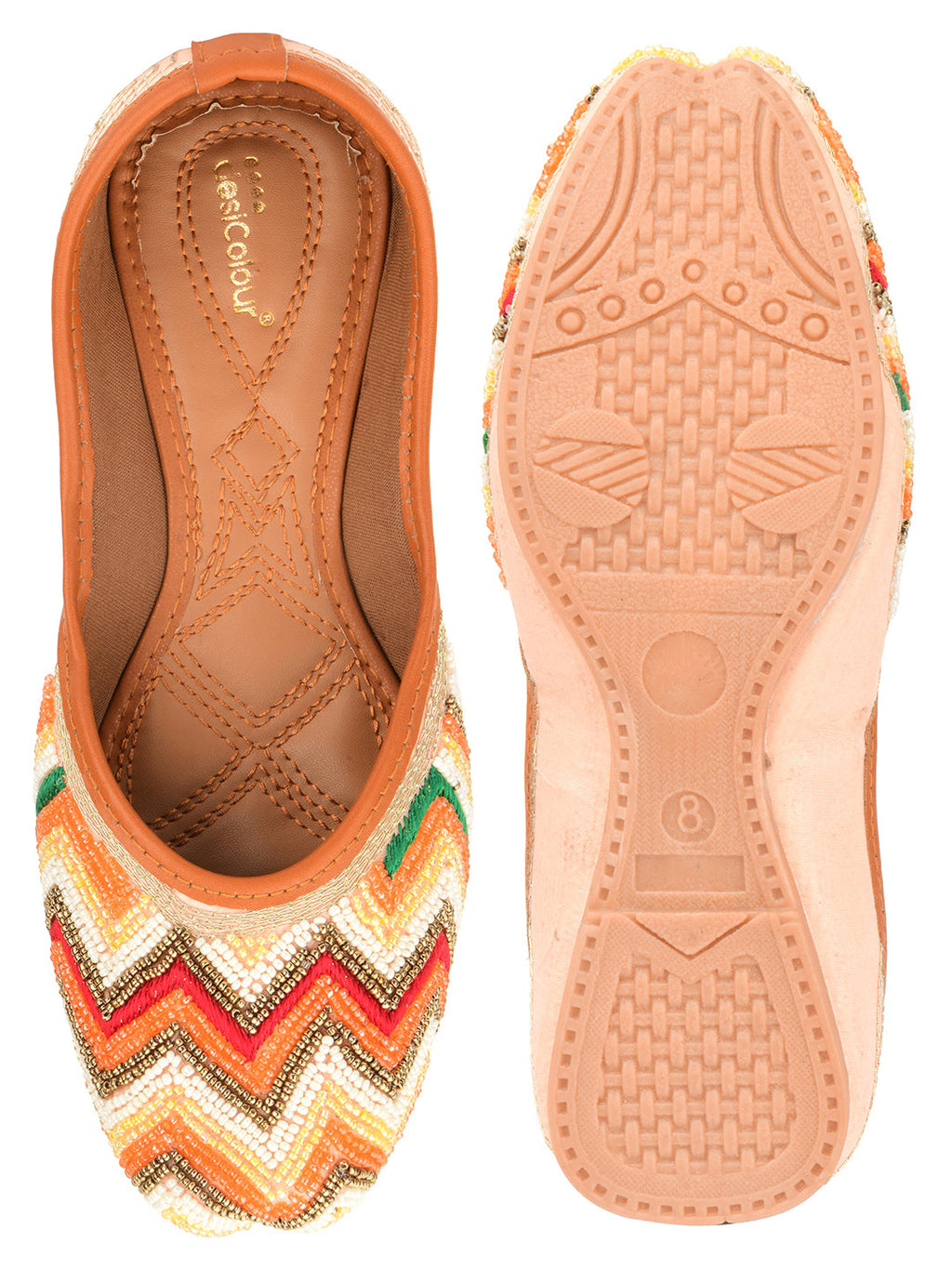 Desi Colour Women Indian Ethnic Footwear-Multi Pearl Chevron | Grocsy