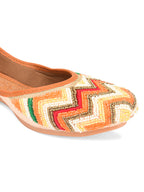 Desi Colour Women Indian Ethnic Footwear-Multi Pearl Chevron | Grocsy
