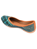 Desi Colour Women Indian Ethnic Footwear-Teal Pearl | Grocsy
