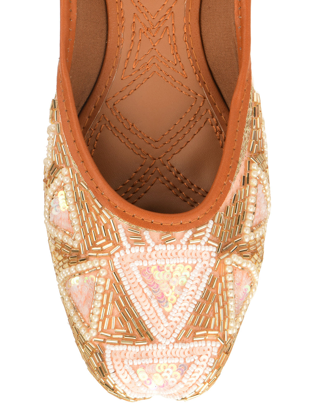Desi Colour Women Indian Ethnic Footwear-Peach Pearl | Grocsy