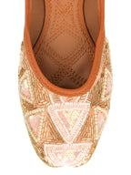 Desi Colour Women Indian Ethnic Footwear-Peach Pearl | Grocsy