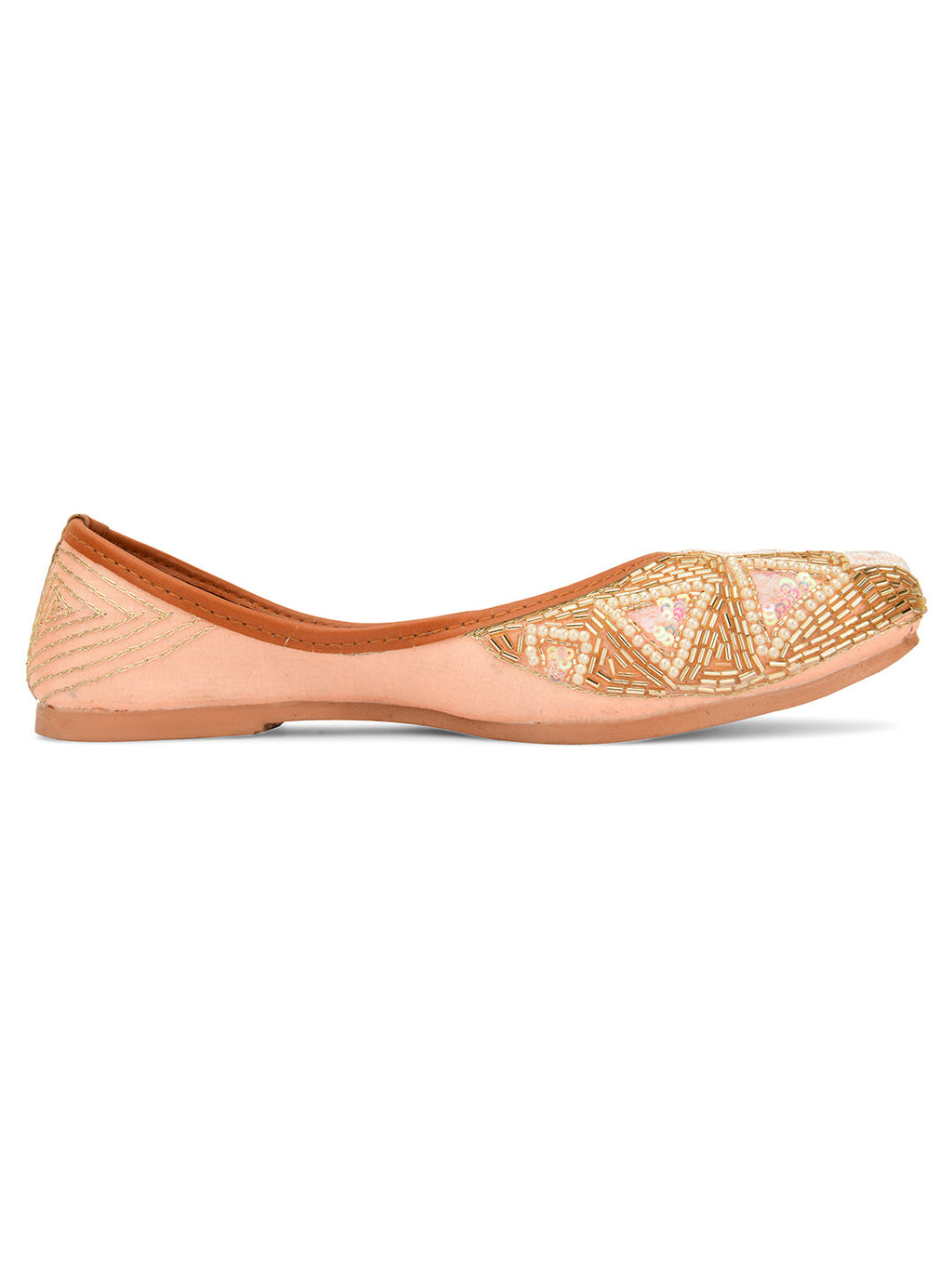 Desi Colour Women Indian Ethnic Footwear-Peach Pearl | Grocsy