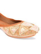 Desi Colour Women Indian Ethnic Footwear-Peach Pearl | Grocsy