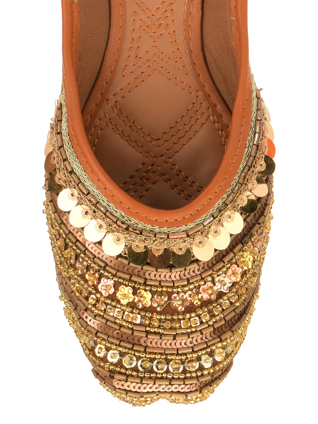 Desi Colour Women Indian Ethnic Footwear-Copper Dabka | Grocsy