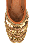 Desi Colour Women Indian Ethnic Footwear-Copper Dabka | Grocsy