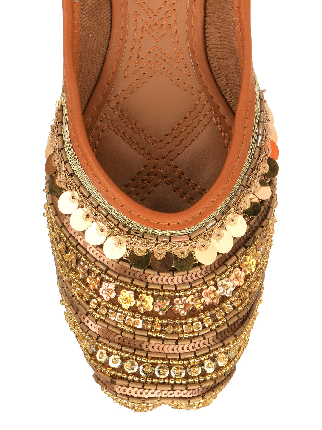 Desi Colour Women Indian Ethnic Footwear-Copper Dabka | Grocsy
