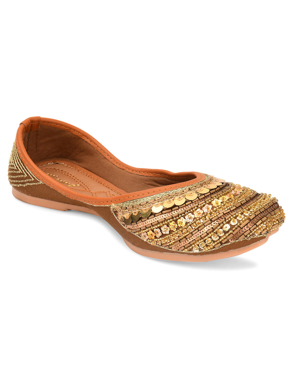 Desi Colour Women Indian Ethnic Footwear-Copper Dabka | Grocsy