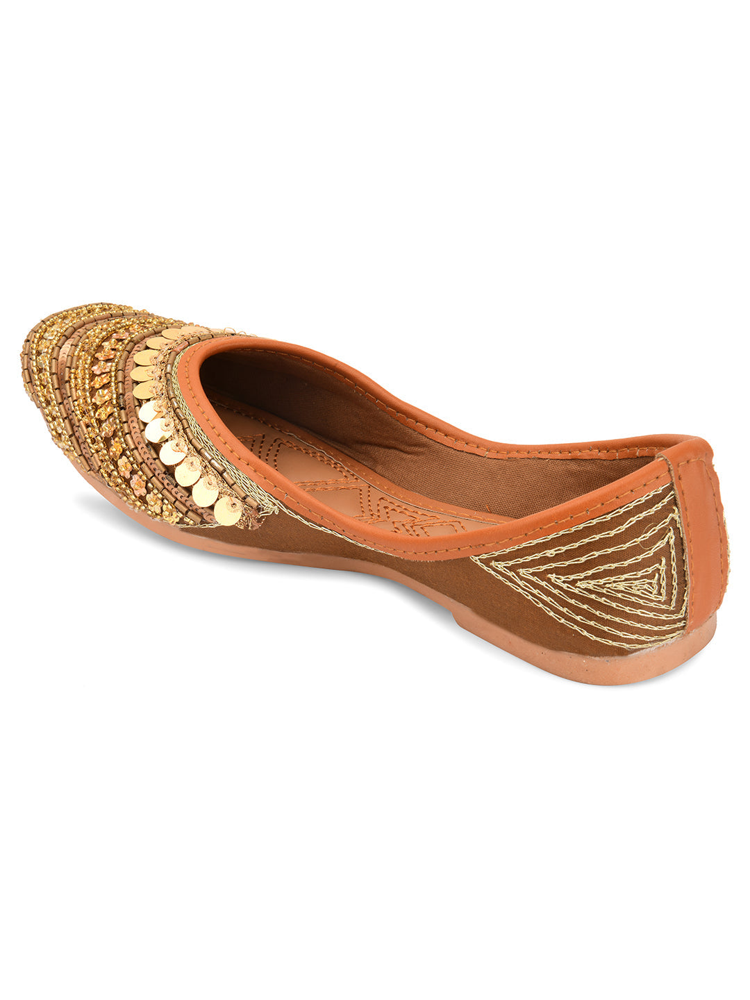 Desi Colour Women Indian Ethnic Footwear-Copper Dabka | Grocsy