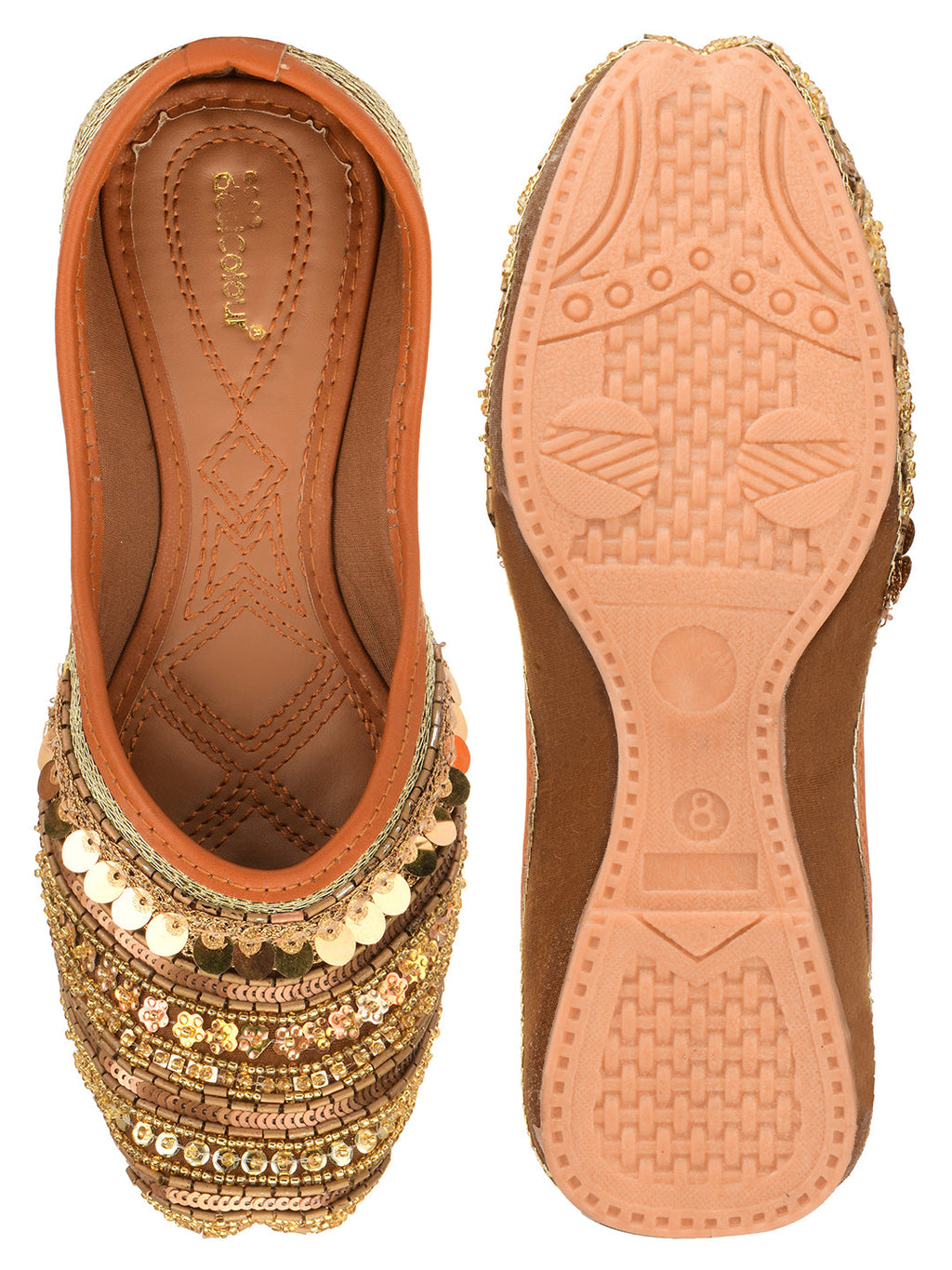 Desi Colour Women Indian Ethnic Footwear-Copper Dabka | Grocsy