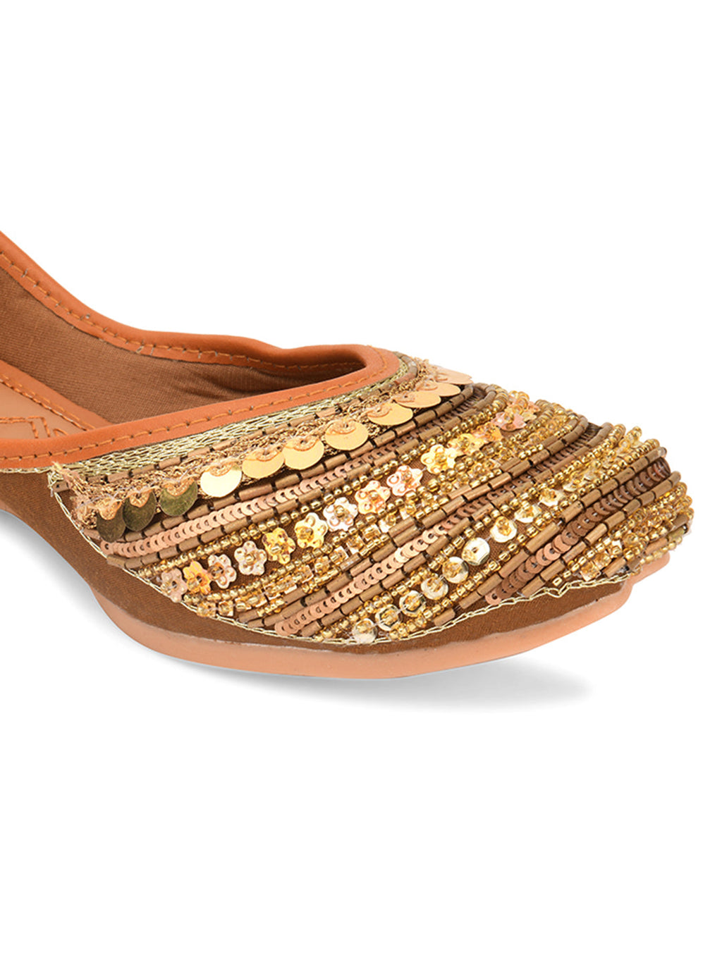 Desi Colour Women Indian Ethnic Footwear-Copper Dabka | Grocsy