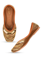 Desi Colour Women Indian Ethnic Footwear-Copper Dabka | Grocsy