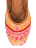 Desi Colour Women Indian Ethnic Footwear-Peach Pink Pearl Work | Grocsy