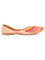 Desi Colour Women Indian Ethnic Footwear-Peach Pink Pearl Work | Grocsy