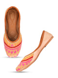 Desi Colour Women Indian Ethnic Footwear-Peach Pink Pearl Work | Grocsy