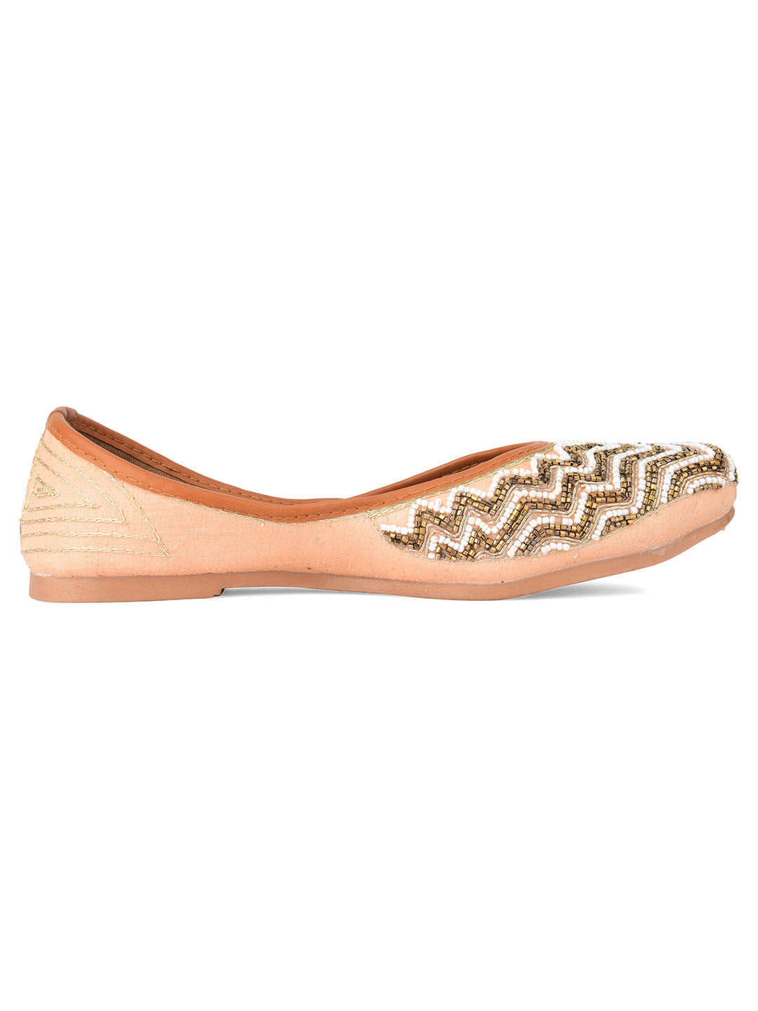 Desi Colour Women Indian Ethnic Footwear-Part Wear Peach Pearl Work | Grocsy