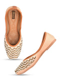 Desi Colour Women Indian Ethnic Footwear-Part Wear Peach Pearl Work | Grocsy